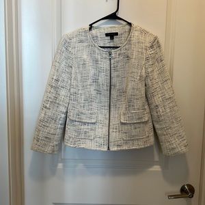 Ann Taylor braided tweed shirt jacket.